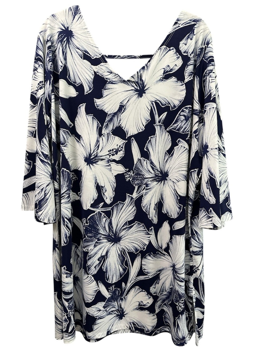 Portocruz Navy & White Floral Swim Coverup Tunic XL